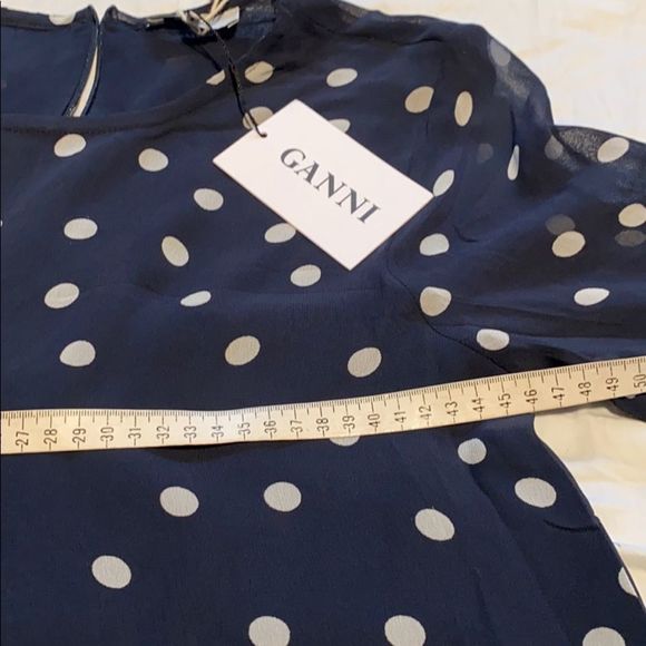 GANNI Marceu Georgette Navi Shift Dress BNWT - Picture 3 of 4